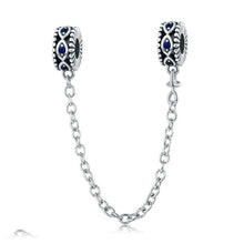 Load image into Gallery viewer, Guardian Blue Eyes CZ Safety Chain - Cherry Treasures, charms, bracelets, pandora type charms