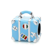 Load image into Gallery viewer, Blue Enamel Suitcase Metal Bead - Cherry Treasures, charms, bracelets, pandora type charms