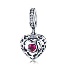 Load image into Gallery viewer, Happiness Heart Pink CZ Pendant - Cherry Treasures, charms, bracelets, pandora type charms