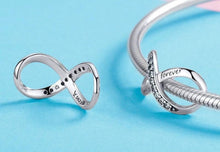 Load image into Gallery viewer, Infinity Family Forever Clear Crystal Charm - Cherry Treasures, charms, bracelets, pandora type charms