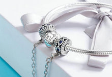 Load image into Gallery viewer, Guardian Blue Eyes CZ Safety Chain - Cherry Treasures, charms, bracelets, pandora type charms