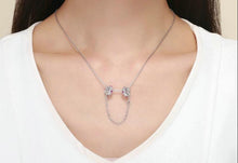 Load image into Gallery viewer, Fairy Flower Garland Pink CZ Safety chain - Cherry Treasures, charms, bracelets, pandora type charms