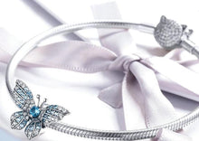 Load image into Gallery viewer, Crystal Blue Zircon Butterfly Beads - Cherry Treasures, charms, bracelets, pandora type charms