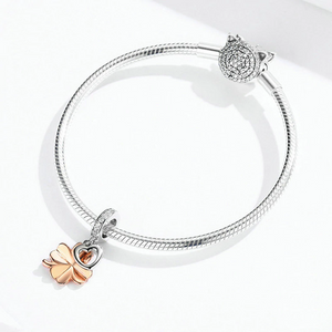 Lucky Clover & Heart Charm Pendant - Cherry Treasures, charms, bracelets, pandora type charms