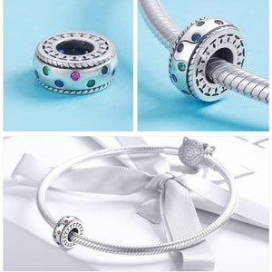 Rainbow Colorful CZ Spacer Charm - Cherry Treasures, charms, bracelets, pandora type charms