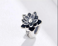Load image into Gallery viewer, Black Flower Lotus Charm - Cherry Treasures, charms, bracelets, pandora type charms
