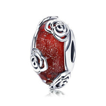 Load image into Gallery viewer, Rose Flower European Glass Beads - Cherry Treasures, charms, bracelets, pandora type charms
