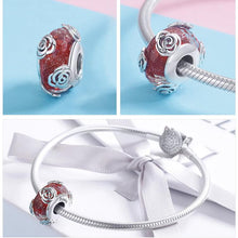 Load image into Gallery viewer, Rose Flower European Glass Beads - Cherry Treasures, charms, bracelets, pandora type charms
