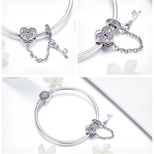 Love Key Heart Shape Bracelets - Cherry Treasures, charms, bracelets, pandora type charms