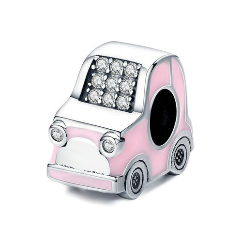 Mini Car Pink Enamel Metal Charm - Cherry Treasures, charms, bracelets, pandora type charms