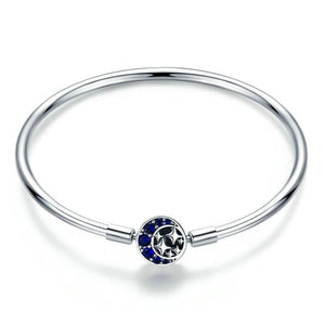 Blue CZ Moon and Star Bracelet - Cherry Treasures, charms, bracelets, pandora type charms
