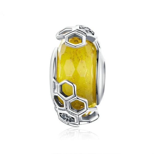European Honeycomb Bee Glass Beads - Cherry Treasures, charms, bracelets, pandora type charms