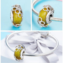 Load image into Gallery viewer, European Honeycomb Bee Glass Beads - Cherry Treasures, charms, bracelets, pandora type charms
