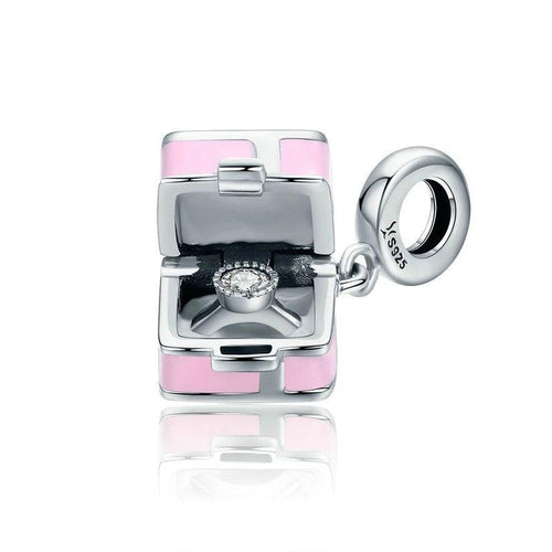 Romantic Pink Box Marry Me Surprise Charm Pendant - Cherry Treasures, charms, bracelets, pandora type charms