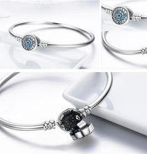 Load image into Gallery viewer, Blue Eyes Clear Snake Chain Heart Bangle &amp; Bracelet - Cherry Treasures, charms, bracelets, pandora type charms
