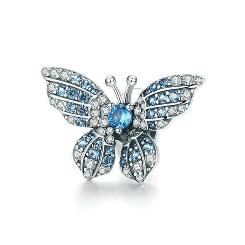 Crystal Blue Zircon Butterfly Beads - Cherry Treasures, charms, bracelets, pandora type charms