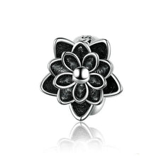 Load image into Gallery viewer, Black Flower Lotus Charm - Cherry Treasures, charms, bracelets, pandora type charms
