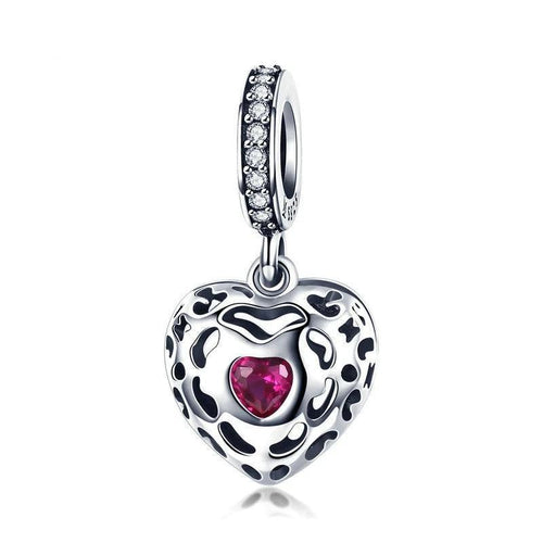 Happiness Heart Pink CZ Pendant - Cherry Treasures, charms, bracelets, pandora type charms