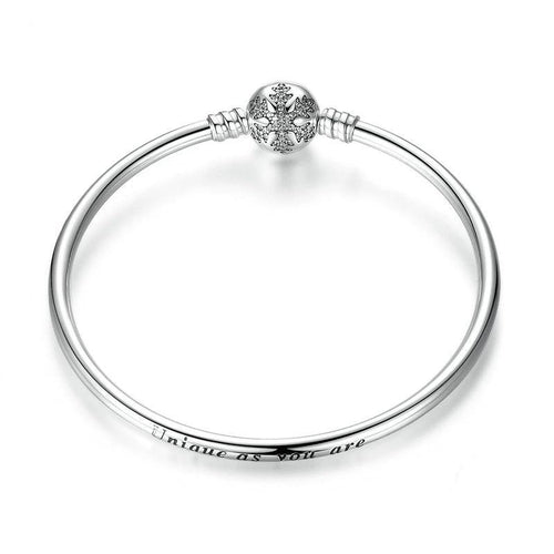 Engrave Snowflake Clasp Unique Bracelet - Cherry Treasures, charms, bracelets, pandora type charms