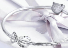 Load image into Gallery viewer, Infinity Family Forever Clear Crystal Charm - Cherry Treasures, charms, bracelets, pandora type charms
