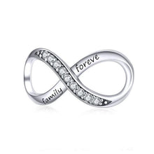Load image into Gallery viewer, Infinity Family Forever Clear Crystal Charm - Cherry Treasures, charms, bracelets, pandora type charms
