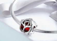 Load image into Gallery viewer, Rose Flower Red Crystal Charm - Cherry Treasures, charms, bracelets, pandora type charms
