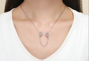 Fairy Flower Garland Pink CZ Safety chain - Cherry Treasures, charms, bracelets, pandora type charms