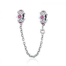 Load image into Gallery viewer, Fairy Flower Garland Pink CZ Safety chain - Cherry Treasures, charms, bracelets, pandora type charms
