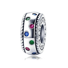 Load image into Gallery viewer, Rainbow Colorful CZ Spacer Charm - Cherry Treasures, charms, bracelets, pandora type charms
