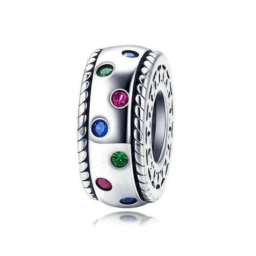 Rainbow Colorful CZ Spacer Charm - Cherry Treasures, charms, bracelets, pandora type charms