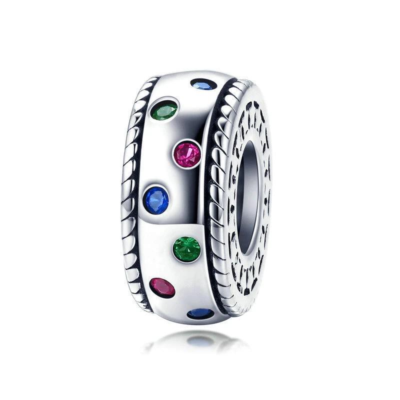 Rainbow Colorful CZ Spacer Charm - Cherry Treasures, charms, bracelets, pandora type charms