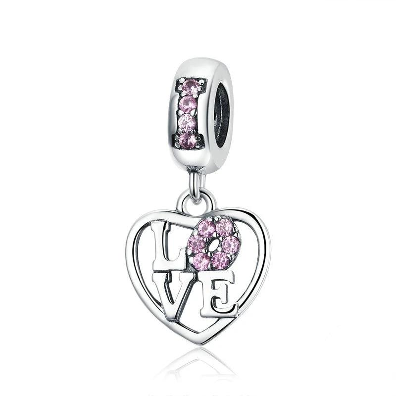 Valentine Love Heart Shape Pendant - Cherry Treasures, charms, bracelets, pandora type charms